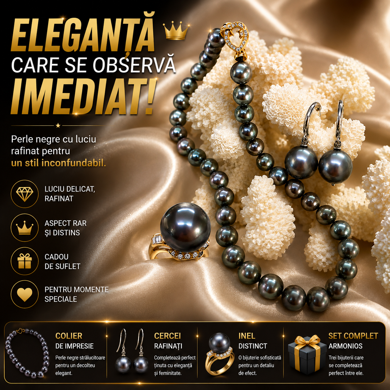 Set Elegant Cu Perle Negre TahitiPearl™