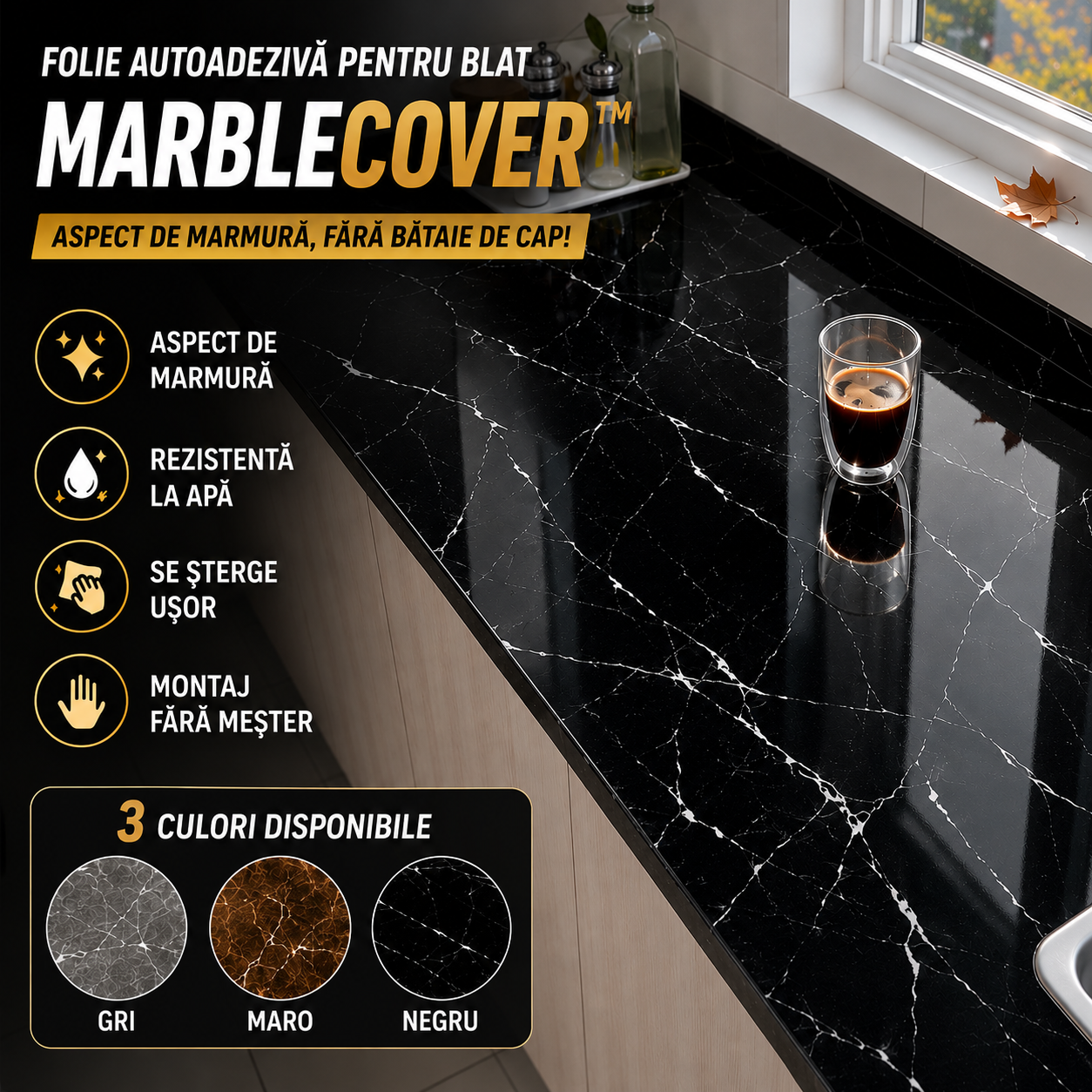 Folie Autoadezivă Pentru Blat MarbleCover™